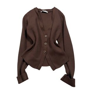 Abercrombie Fitch Brown Knit Button Front Cardigan Sweater XS